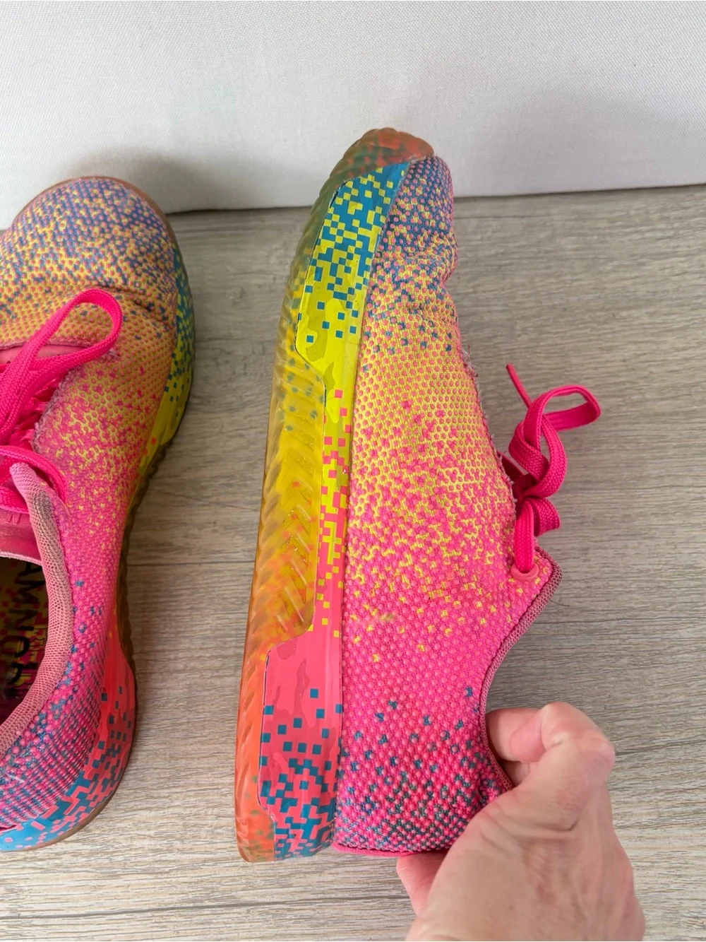 NOBULL Neon Pink Glitch Trainers Superfabric Women 8.5 Sneakers